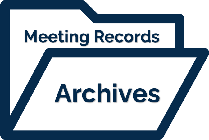 Image of a file folder with the words Meeting Records Archives