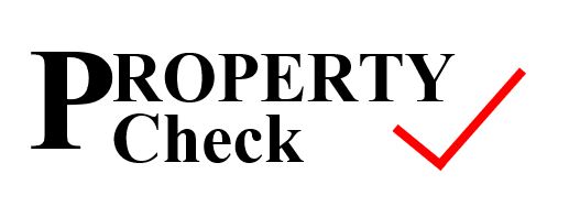 Image of the words Property Check with a red check mark