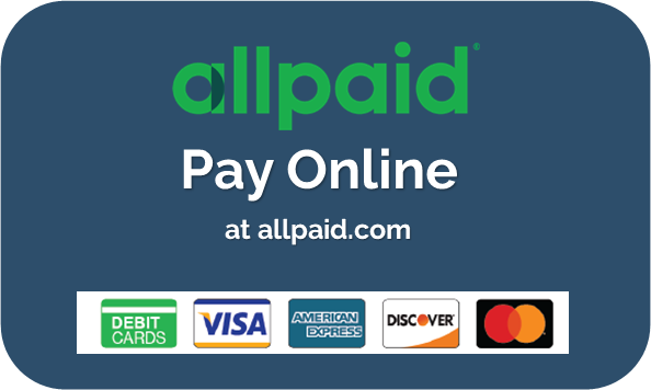 Image of AllPaid Click to Pay Now logo with credit card images
