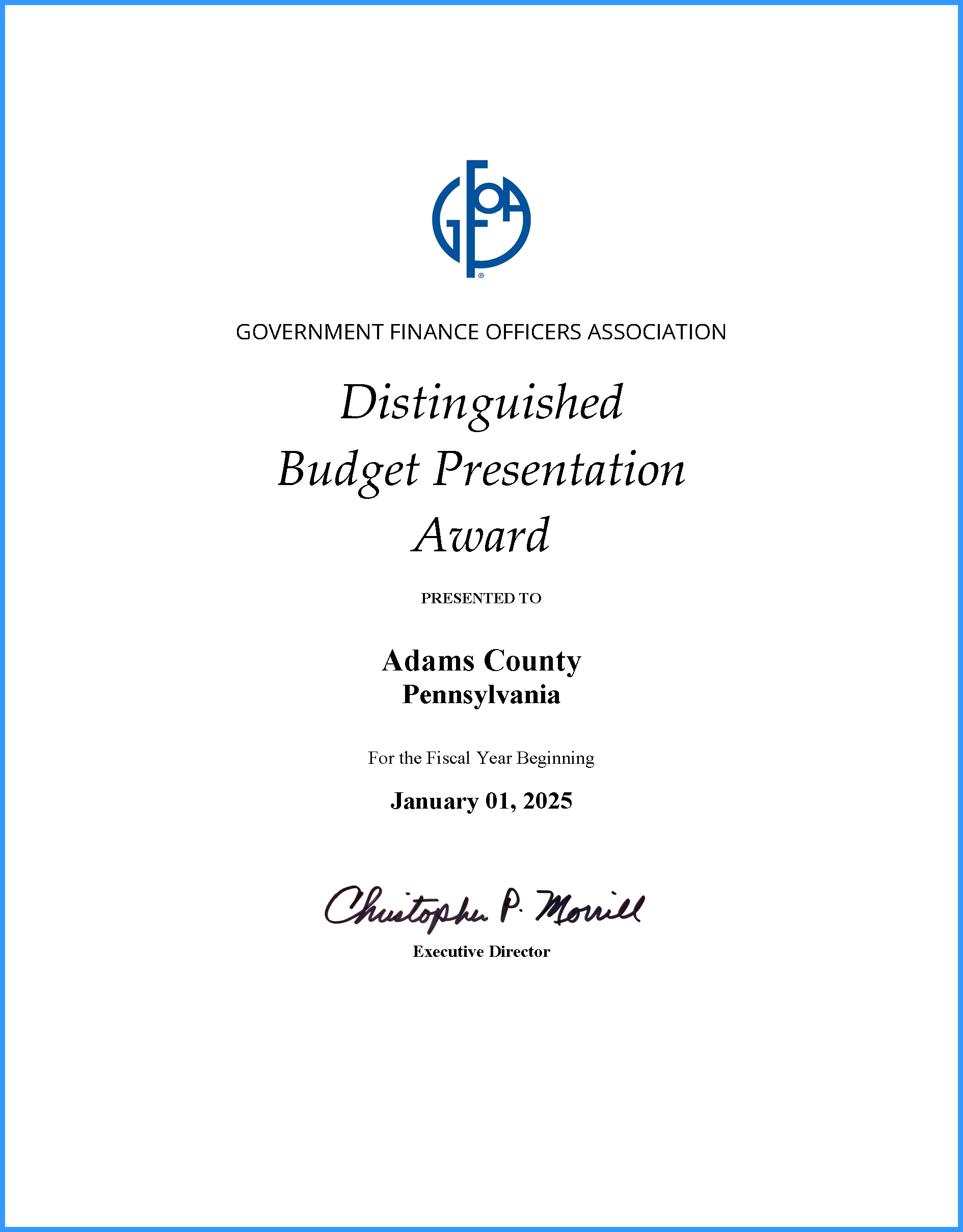 2025 GFOA Award